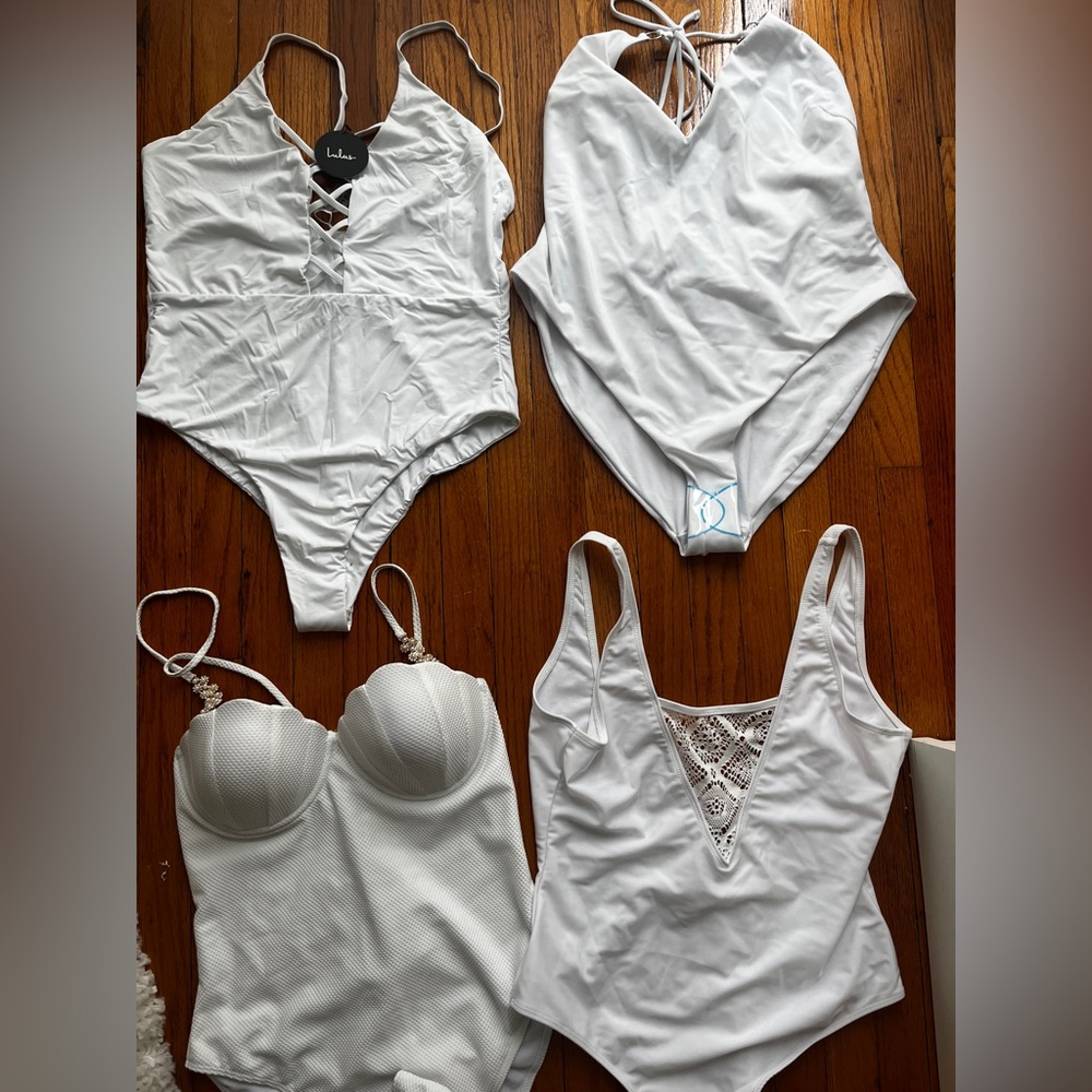 BRIDES - bundle of 4 white bathing suits, size L and XL